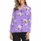 FacePajamas Pajama Purple Shirt / XS Custom Photo My Pet Dog Sleepwear Personalized Women's Slumber Party Long Pajama Shirt&Pants