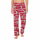 FacePajamas Pajama Shirt&Pants Red / For Men/S Custom Face Christmas Red Hat Snowflake Sleepwear Personalized Women's&Men's Slumber Party Long Pajama Pants