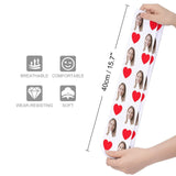 FacePajamas Sublimated Crew Socks-2WH-SDS Red Heart Socks with Face Custom Personalized White Background Sublimated Crew Socks