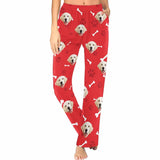 FacePajamas Pajama Red Pants / XS Custom Photo My Pet Dog Sleepwear Personalized Women's Slumber Party Long Pajama Shirt&Pants