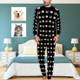 FacePajamas Pajama S Black Pajamas Custom Pets Face Men's All Over Print Pajama Set Personalized Photo Loungewear for Him