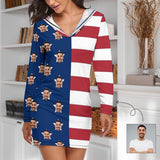 FacePajamas Pajama-2YX-SDS S Custom Face Ameirian Flag Tracksuit Women's Long Sleeve  Loungewear