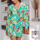 FacePajamas Pajama-2YX-SDS S Custom Face Green Pineapple Tracksuit Women's Long Sleeve  Loungewear