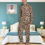 FacePajamas Pajama S Custom Face Leopard Men's Pajamas Personalized Photo Sleepwear Sets Funny Nightwear for Him