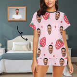 FacePajamas Pajama S Custom Face Pajamas Strawberry Sleepwear Personalized Pink Women's Short Pajama Set
