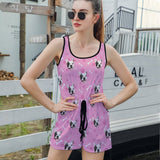 FacePajamas Pajama-2ML-SDS S Custom Pet Face Pajama Pink Women's Short Jumpsuit Loungewear
