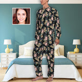 FacePajamas Pajama S Summer Sleepwear Custom Face Plant Flowers Men's Pajamas Personalized Photo Loungewear for Men