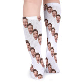 FacePajamas Sublimated Crew Socks-2WH-SDS Socks with Custom Faces White Background Funny Personalized Sublimated Crew Socks Gift for Family Friends