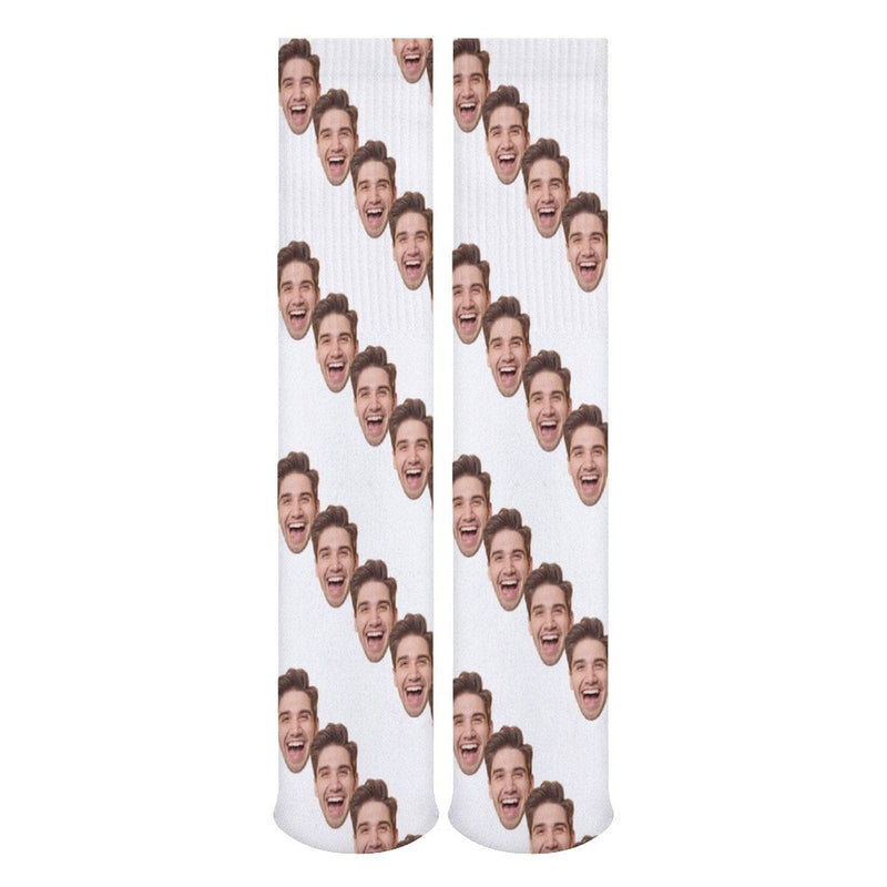 FacePajamas Sublimated Crew Socks-2WH-SDS Socks with Custom Faces White Background Funny Personalized Sublimated Crew Socks Gift for Family Friends