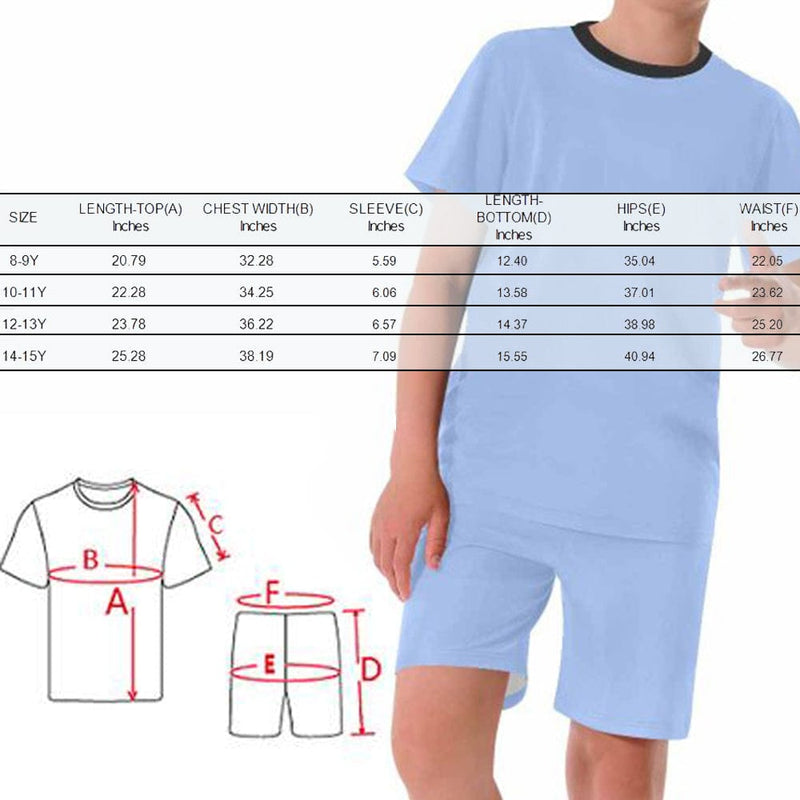 FacePajamas Pajamas [Special Sale] Big Boy Pajamas Custom Face Seamless Sleepwear Cool Boy Kids' Short Sleeve Pajama Set For Boys 8-15Y