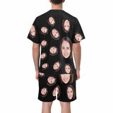 FacePajamas Pajama [Special Sale] Custom Black Pajamas Boyfriend Face Sleepwear Personalized Women's Short Crew Neck Pajama Set