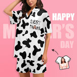 FacePajamas Pajama [Special Sale] Custom Face Best MOM Women's V-Neck Short Pajama Set Mother's Day & Birthday Gift