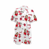 FacePajamas Pajama [Special Sale] Custom Face Pajamas Love MOM&BABY Sleepwear Personalized Women's V-Neck Short Pajama Set Mother's Day & Birthday Gift