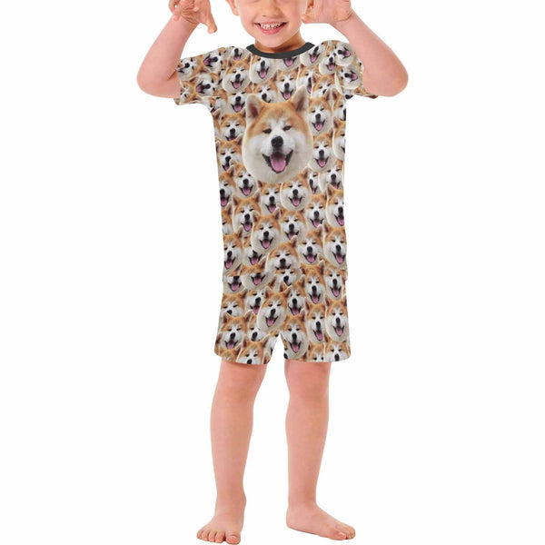 FacePajamas Pajamas [Special Sale] Little Boy Pajamas Custom Photo Cute Sleepwear Personalized Pet Kid's Short Sleeve Pajama Set For Boys 2-7Y