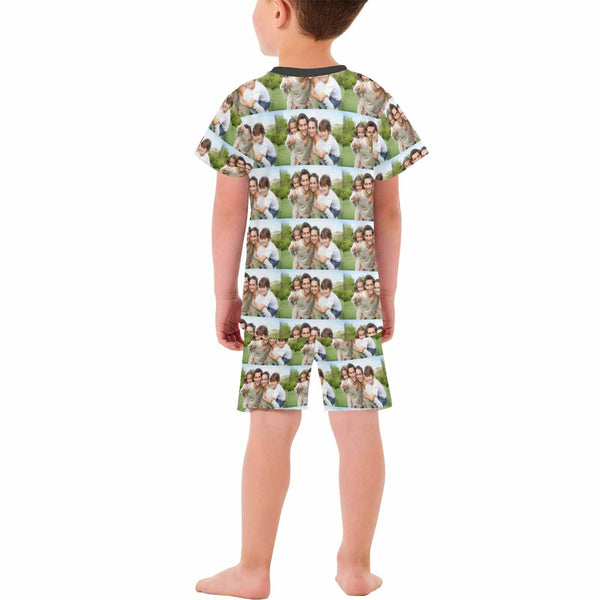 FacePajamas Pajamas [Special Sale] Little Boy Pajamas Custom Photo Happy Family Nightwear Personalized Short Sleeve Pajama Set For Boys 2-7Y