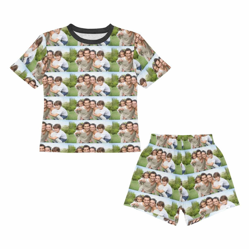 FacePajamas Pajamas [Special Sale] Little Boy Pajamas Custom Photo Happy Family Nightwear Personalized Short Sleeve Pajama Set For Boys 2-7Y