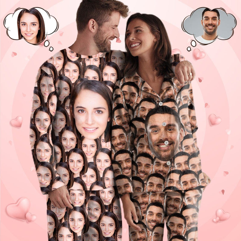FacePajamas Pajama [TikTok Hot Selling] Custom Face My Valentine My Lover Cute Couple Matching Pajamas