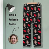 FacePajamas Pajama Shirt&Pants [TikTok Recommended] Custom Couple Face Heart Lover Sleepwear Personalized Women's&Men's Slumber Party Long Pajama Pants