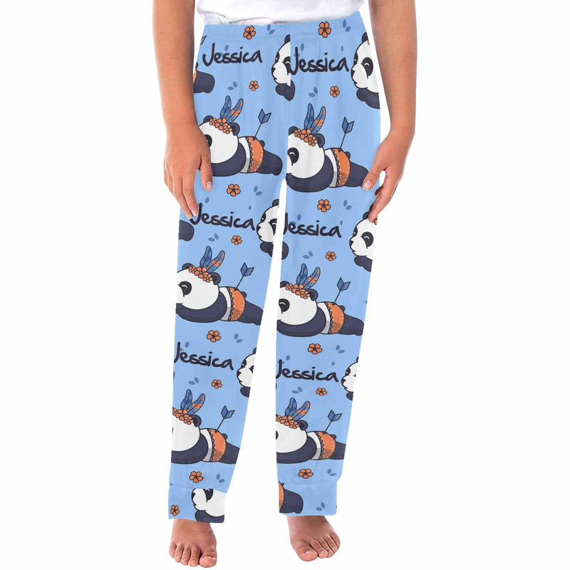FacePajamas Pajama Shirt&Pants Trousers / XS Custom Name Kids' All Over Print Pajama Top & Trousers Blue Design Personalized Long Pajama Set