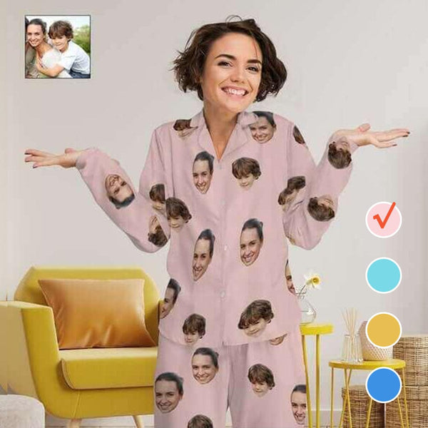 [Up To 5 Faces] Custom Face Pajama Sets Women's Persoanlized Sleepwear