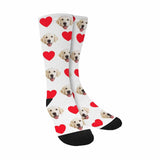 FacePajamas Sublimated Crew Socks White Custom Pet Socks Funny Printed Heart Dog Sublimated Crew Socks Personalized Photo Unisex Gift for Men Women