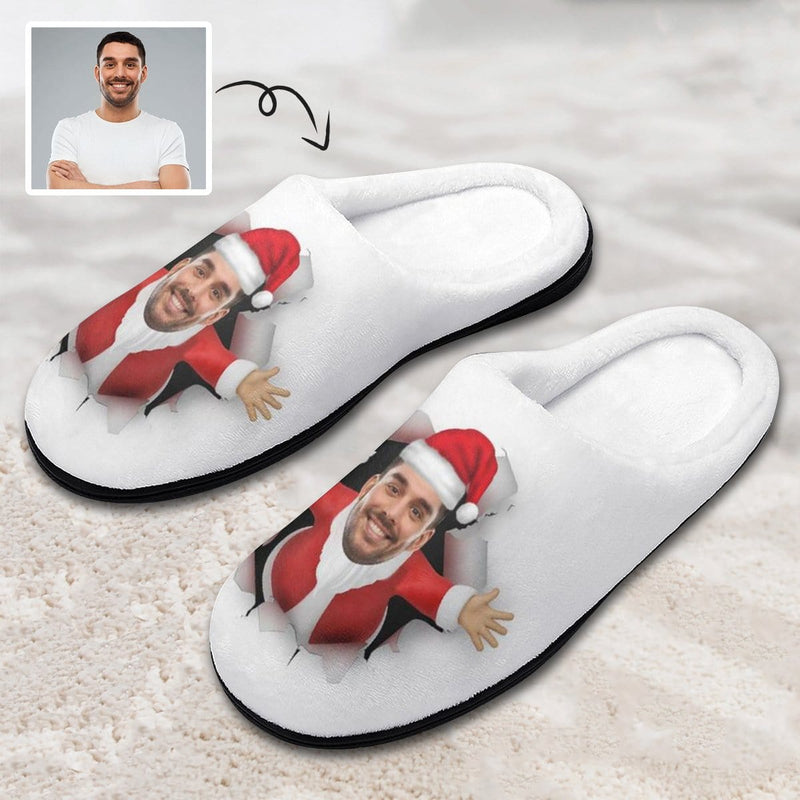 FacePajamas Slippers-2YX-SDS WOMEN / 7-8(38-39) Custom Face Christmas Men's All Over Print Cotton Slippers