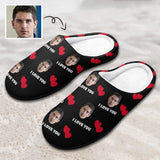 FacePajamas Slippers-2YX-SDS WOMEN / 7-8(38-39) Custom Face Love Heart Men's All Over Print Cotton Slippers