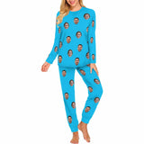 FacePajamas Pajama Women / Blue / XS Custom Face Solid Color Couple Matching Pajamas Personalized Photo Couple Loungewear for Her/Him