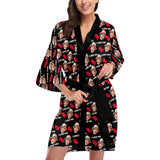 FacePajamas Pajama Women's Kimono Robe / XS [TikTok Hot Selling] Custom Face Black Couple Matching Pajamas I Love You Sleepwear Sets Funny Long Sleeve Nightwear