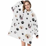 FacePajamas Pajama Women / White Custom Pet Face Blanket Hoodie Personalized Oversized Hoodie Fleece Blanket Warm Hoodie Dog Lover Gift