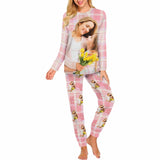 FacePajamas Mother-kid Pajamas Women/XS Custom Face Pajamas Sets Pink Blue Plaid Photo Pajamas Mother-kid Matching Nightwear Mother's Day & Birthday Gift