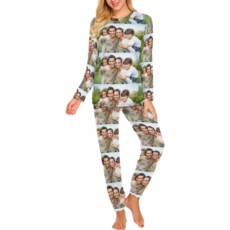 FacePajamas Pajama Women/XS Custom Photo Paved Sleepwear Personalized Family Slumber Party Matching Long Sleeve Pajamas Set