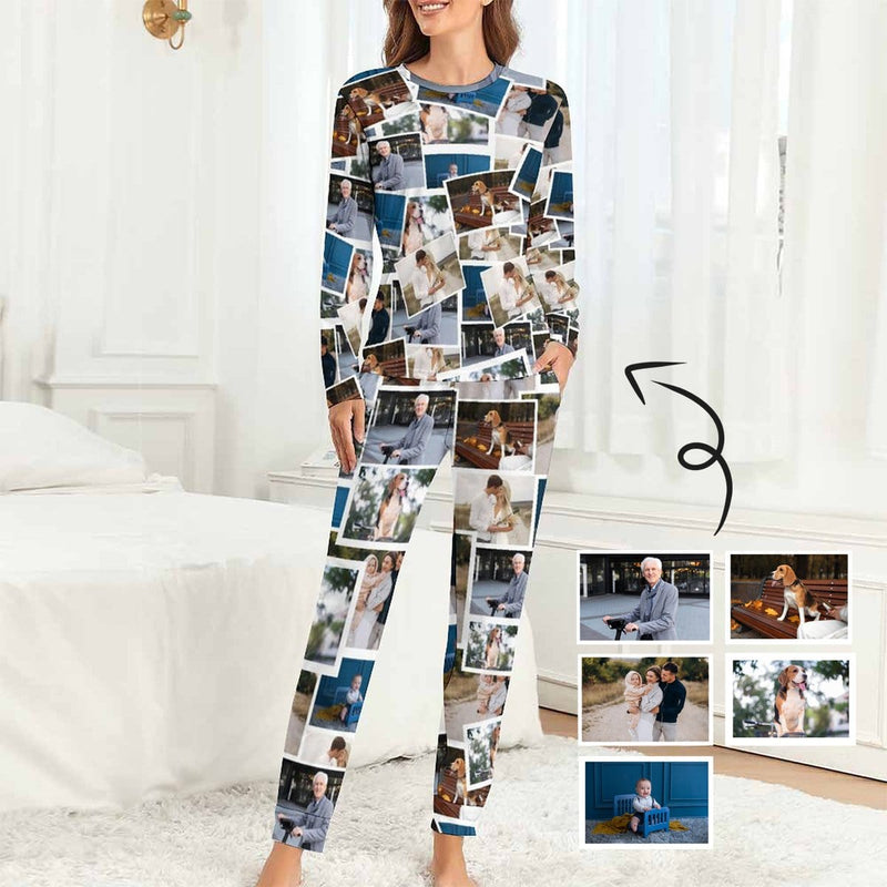 FacePajamas Pajama Women / XS Personalized Photo Pajamas Custom Photo Crewneck Long Pajama Set&Couple Matching Pajamas