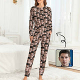 FacePajamas Pajama Women / XS Personalized Photo Pajamas for Men Custom Face Lover's Head Crewneck Long Pajama Set Gifts for Couples