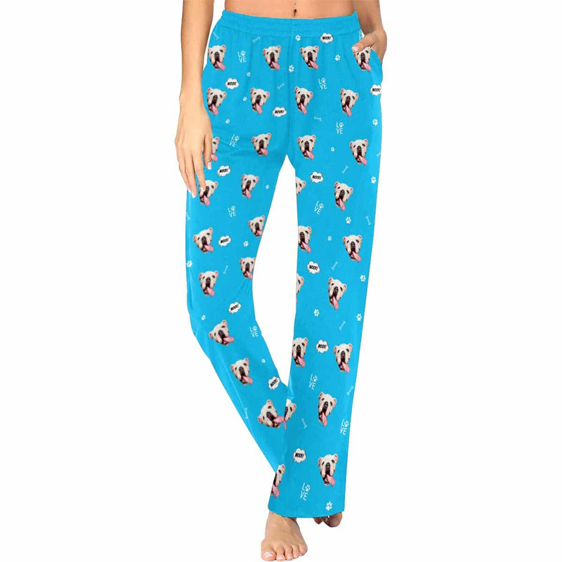 FacePajamas Pajama Pants XS / Blue Custom Face Pajama Pants Dog Face Sleepwear for Women