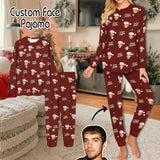 FacePajamas Pajamas XS Copy of Custom Face Pajamas Personalized Merry Christmas Women's Crew Neck Long Sleeve Pajama Set
