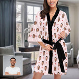 FacePajamas Pajama XS Custom Boyfriend Face Rhombus Women's Short Sleepwear Personalized Photo Pajamas Kimono Robe