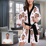 FacePajamas Pajama XS Custom Boyfriend Face Strawberry Women's Summer Short Nightwear Funny Personalized Photo Pajamas Kimono Robe