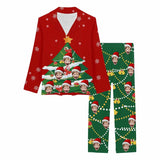 FacePajamas Pajama XS Custom Face Pajamas Christmas Tree Sleepwear Personalized Women's Slumber Party Long Pajama Set