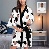 FacePajamas Pajama XS Custom Husband Face Cow Spot Women's Summer Short Pajamas Funny Personalized Photo Pajamas Kimono Robe