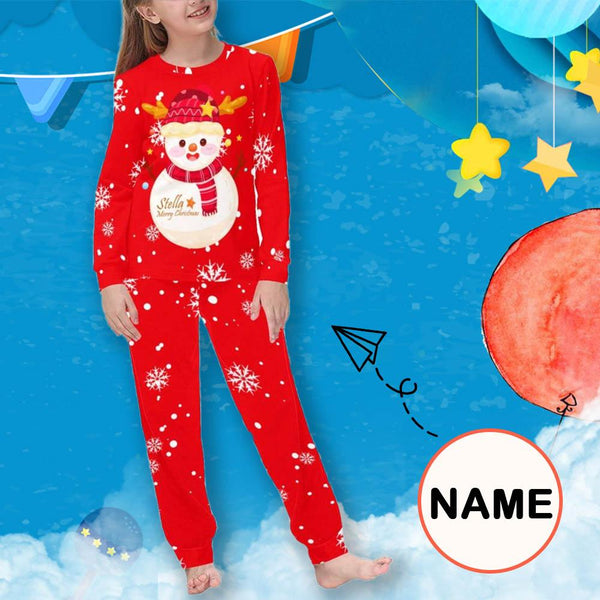 FacePajamas Pajama XS Custom Pajamas with Name Santa Claus Nightwear Personalized Red Kids Long Sleeve Pajamas Set