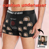 FacePajamas Men Underwear XS Custom Waistband Boxer Briefs Men's Personalized Face Touch Here Underwear with Custom Text