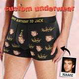 FacePajamas Men Underwear XS Custom Waistband Boxer Briefs Men's Personalized Happy Birthday Underwear with Custom Text