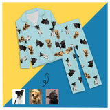 FacePajamas Pajama XS / Cyan Custom Pet Dog Photos Solid Color Sleepwear Personalized Women's Slumber Party Long Pajama Set