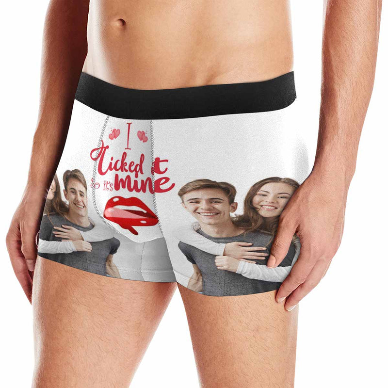 FacePajamas Mix Briefs XS / For Men Custom Couple Matching Lingerie Briefs I Licked it So It's Mine Personalized Face Underwear For Couple Gifts Made for Your Gift