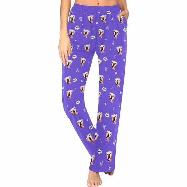 FacePajamas Pajama Pants XS / Purple Custom Face Pajama Pants Dog Face Sleepwear for Women