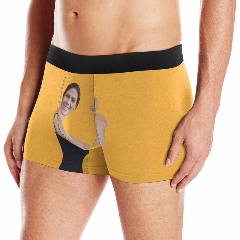 FacePajamas Underwear Yellow / XS [Made In USA] Custom Boxer Briefs with Face Personalized Underwear Hug My Treasure for Men Valentines Day Gift For Husband Boyfriend