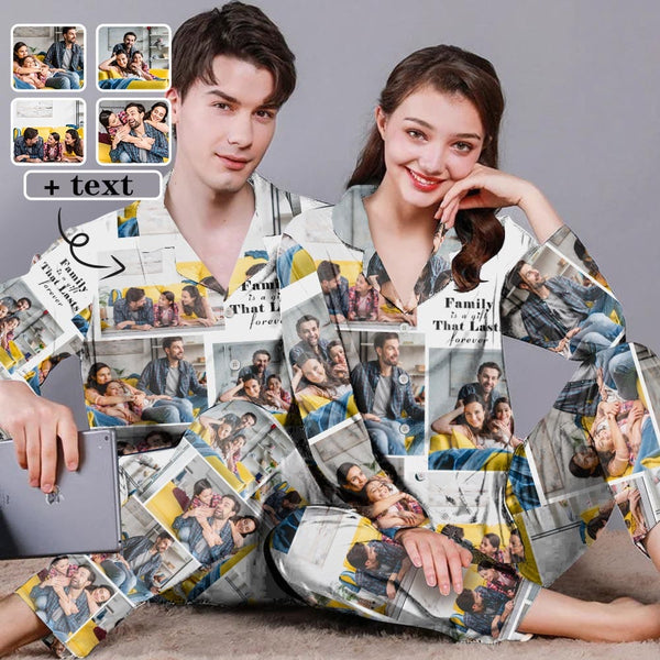 YesCustom Pajama Custom Photos&Text Couple Matching Pajamas Personalized Photo Loungewear Set Sleepwear For Men Women