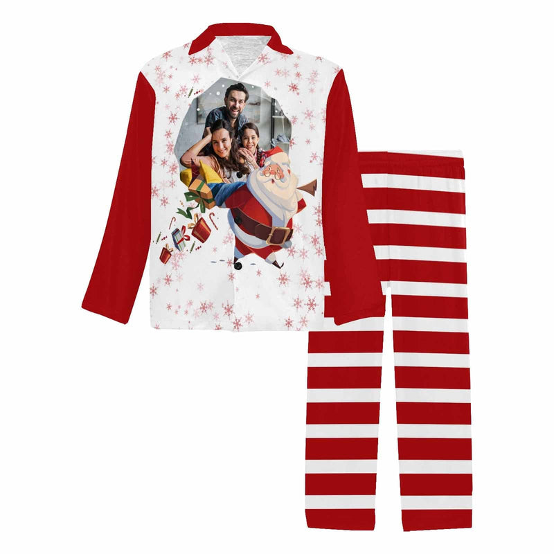 YesCustom Pajama Men / S Custom Photo Santa Claus Red Couple Matching Pajamas Personalized Photo Loungewear Set Sleepwear For Christmas
